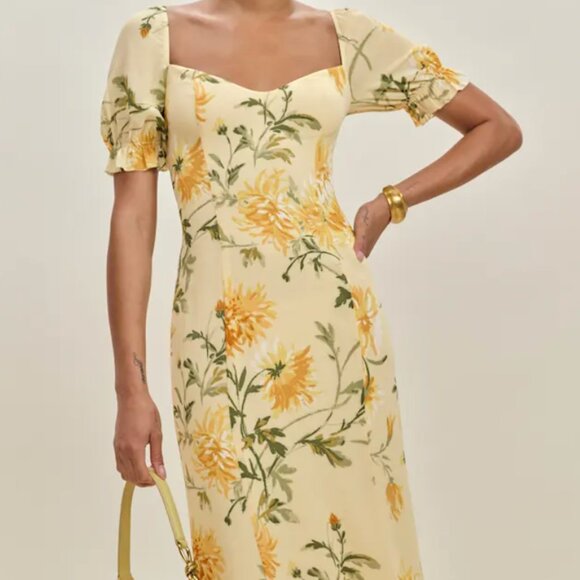 Reformation - Gloria Dress in Honeyglow (soft yellow)